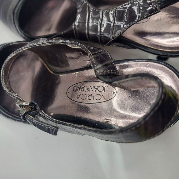 Circa Joan David Crocodile Leather Kitten Sling Back Heels Size 6.5 - Picture 3 of 6